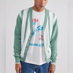 NWOT Urban Outfitters Men's/Unisex Classic Striped Cardigan Size L Green/White